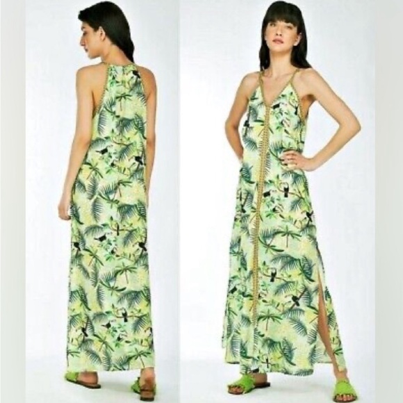America and Beyond maxi dress coverup size medium tropical toucan - Picture 2 of 3